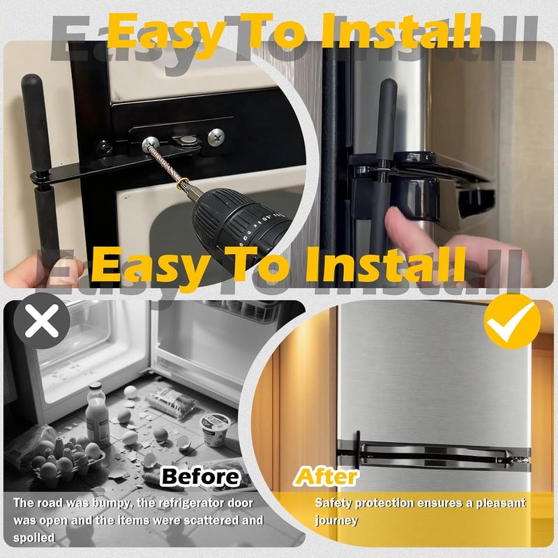 Qagea RV Refrigerator Door Latch, Fridge Travel Lock Fits 1-3/16" Hole Spacing （2 Pcs） - Image 5